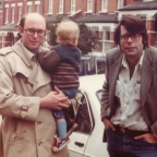 Peter Straub, Benjamin Straub and Stephen King, London, 1977, by Susan Straub